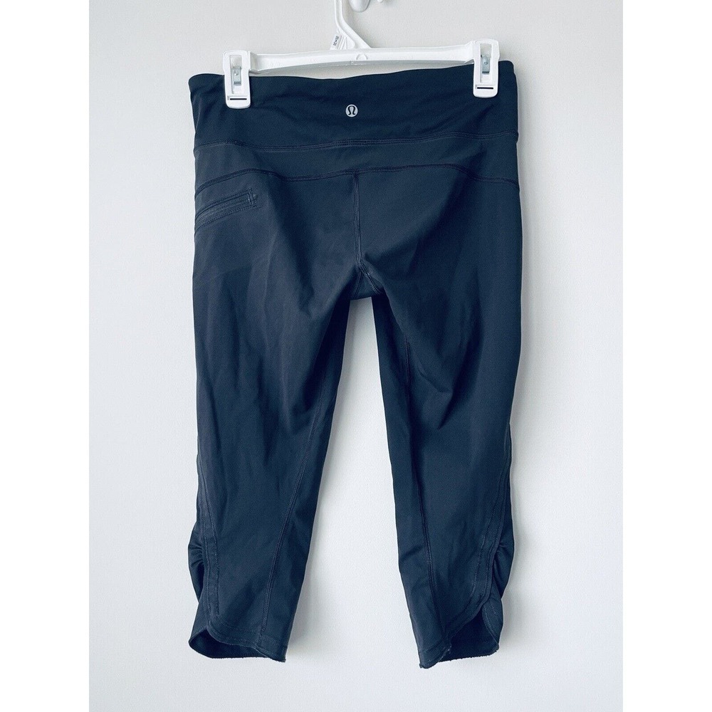 Lululemon Leggings Size 6 Black Side & Waist Pockets Yoga Pants Back Zip Pocket - Picture 1 of 6